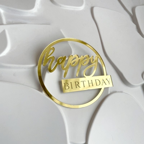 Set 10 mica tròn chữ Birthday ngang in đậm -VÀNG 5627.