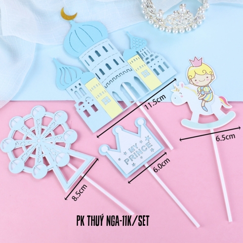 CAM-Set que cắm lâu đài hoàng tử cưỡi ngựa xanh.X09