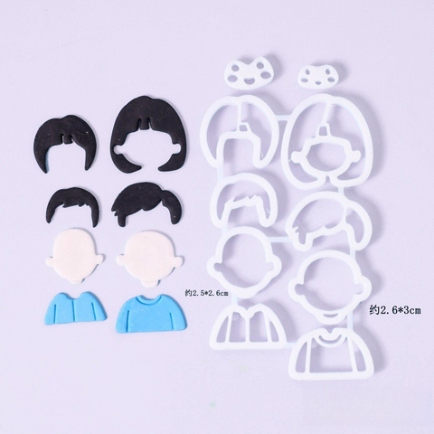 Set khuôn nhấn 10 chi tiết Bé Trai - Bé Gái + mặt + tóc.
