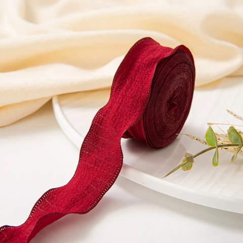 Ruybang vải sóng size nhỏ 2.5cm x 10m -ĐỎ ĐÔ (không lõi).