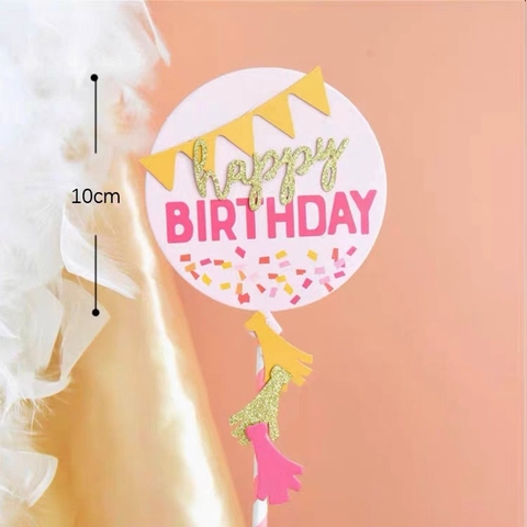 CAM-Cây HPBD tròn gắn dây tam giác-hồng.G111