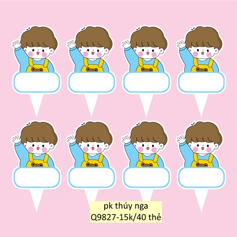 Set 40 thẻ giấy có chân cắm-bé TRAI giơ tay phát biểu.