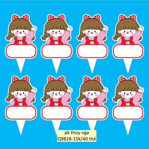 Set 40 thẻ giấy có chân cắm-bé GÁI giơ tay phát biểu.