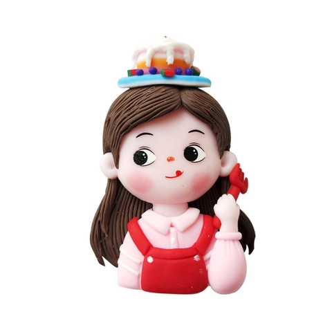 TUONG-Bé gái áo đỏ, cầm dĩa (silicon) T08