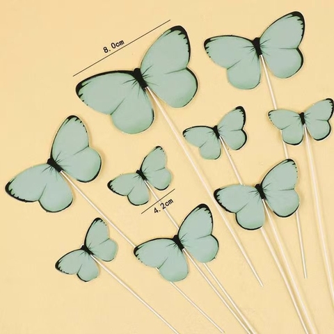 10 Set bướm giấy CÁNH TRÒN - XANH mint (9 bướm/set).
