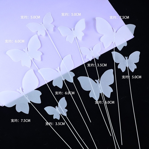 Set 10 bướm giấy màu trắng trong.