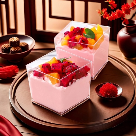 Set 50 cốc vuông nhựa cứng size nhỏ (kt 4.2cm x 4.8cm) LC-4248.