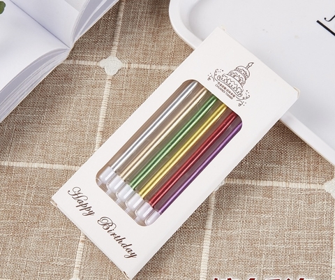Vỉ 6 cây nến dài mạ nhiều màu.