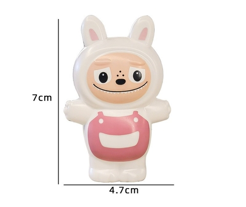 Tượng LABUBU nhựa cứng kt 7cm-HỒNG TRẮNG.