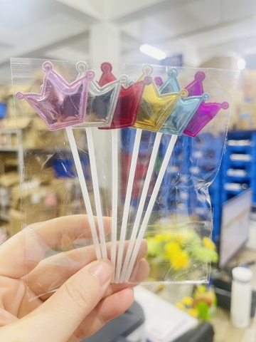 Set 60 cây vương miện da phồng MIX MÀU (cây nhựa) (10 gói -6 cây/gói).