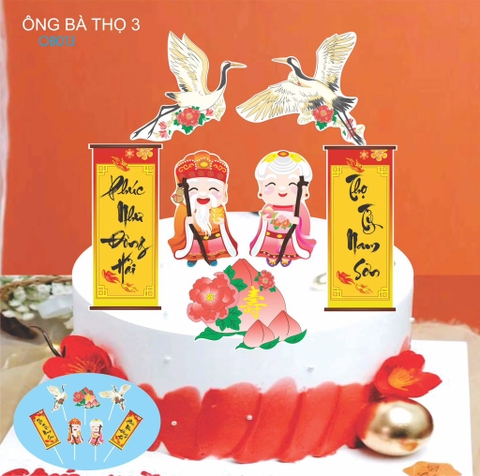 Set tết HD-ông bà mẫu 1 (có câu đối).
