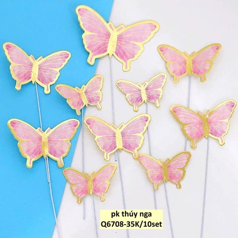 10 set bướm giấy mẫu mới (10 bướm/set)-HỒNG.