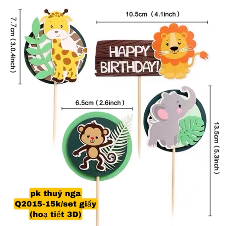 Set giấy 3D 4 chi tiết (khỉ-voi-hươu-hổ) (MUA 1 TẶNG 1).