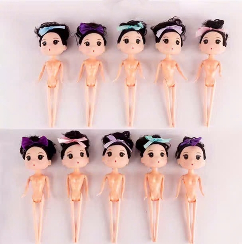 Set 10 búp bê chibi không váy 18cm -TÓC ĐEN.