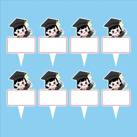 Set 50 thẻ giấy có chân cắm-bé GÁI CỬ NHÂN (MẪU 4).