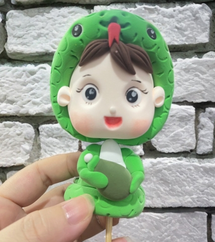 Tượng đất nặn - RẮN chibi XANH.