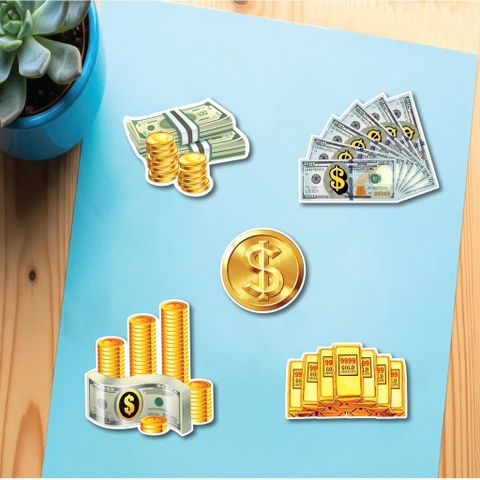 Combo 2 set giấy- tiền đô và thỏi vàng chữ nhật.