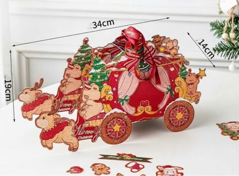 Set 5 hộp cầu NOEL -hình xe kéo tuần lộc.