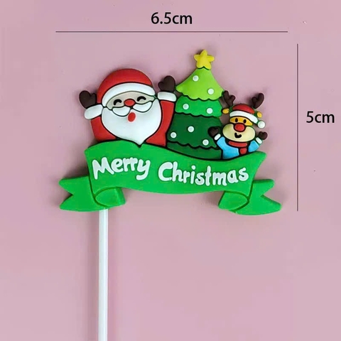 Bảng cắm nhựa dẻo: chữ X-Mas +ông già noel +cây thông.