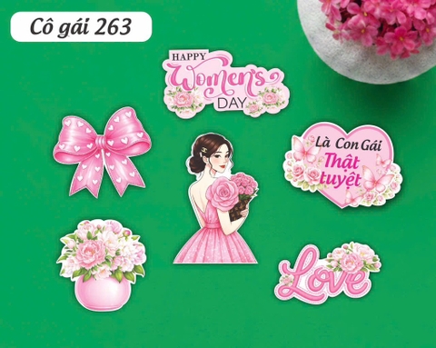 10 set giấy- cô gái váy hồng và chữ love hoa hồng HD (263).
