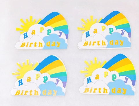 Set 8 Thẻ cắm HPBD mặt trời núi-XANH (1 lớp).