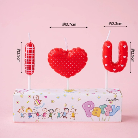 Nến I ❤️ U (vỉ)-MÀU ĐỎ.