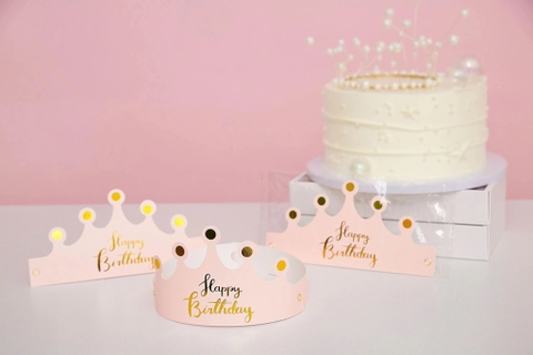 Set 10 mũ sinh nhật hình vương miện-HỒNG NHẠT.