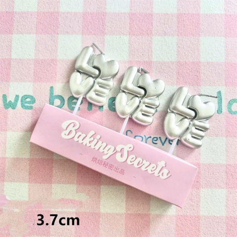 Vỉ 3 nến LOVE 2 tầng -MÀU BẠC.