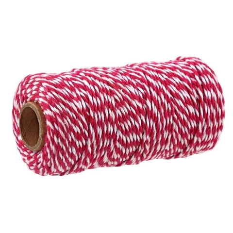 Cuộn dây cói 100m -màu đỏ mix trắng.