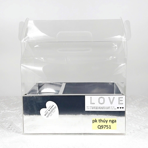 Set 10 hộp mica 2 ngăn LOVE -MÀU BẠC.