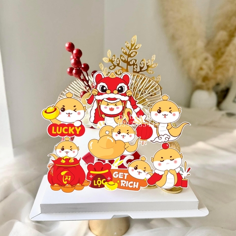 Combo 2 Set giấy TẾT- rắn vàng (get rich, lucky).