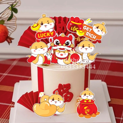 Combo 2 Set giấy TẾT- rắn vàng (get rich, lucky).