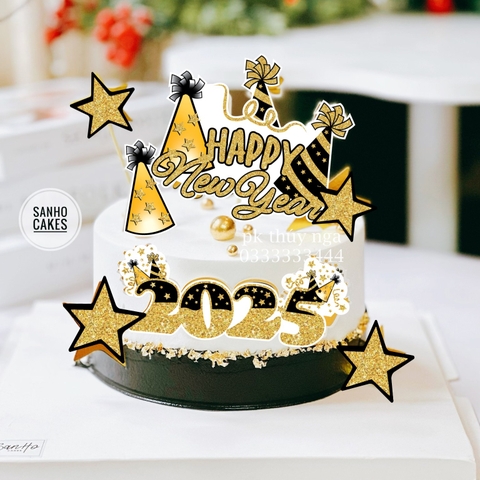 Combo 2 Set giấy TẾT- Chúc mừng năm mới 2025 mũ-ngôi sao (ép nhũ).