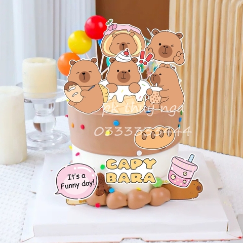 Combo 2 set giấy-Capybara mẫu 2 (uống trà sữa).