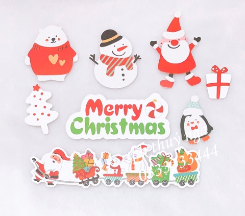 Combo 2 set giấy (1 set gồm ông già noel-chim cánh cụt và đoàn tàu dài)6723.