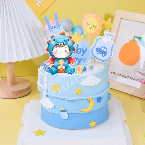 Combo 2 set giấy-Em bé RỒNG và yếm XANH.