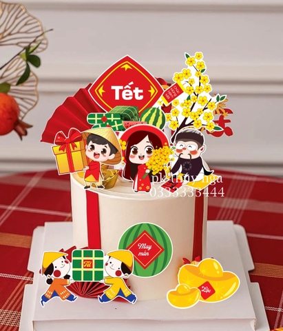 Combo 2 set giấy TẾT  - 4 em bé, cành mai và ông đồ.