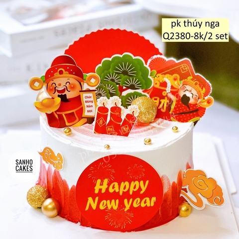Combo 2 set giấy Tết thần tài-cây-quạt đỏ.