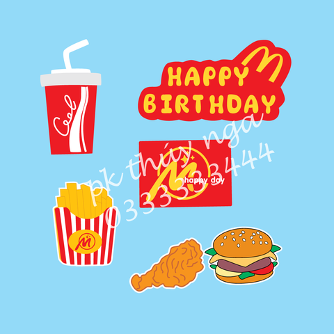 Combo 2 set giấy - đồ ăn nhanh mẫu 1  (2 bánh hamburger và đùi gà).
