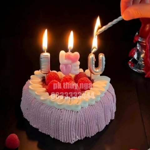 Vỉ 3 nến LOVE 2 tầng -MÀU TRẮNG MIX HỒNG.