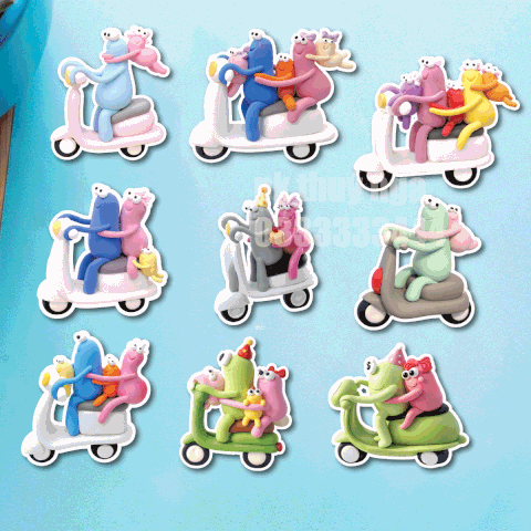 Set cây cắm giấy SX - 18 nhóm nhân vật VÔ TRI (lái xe máy)  (cao khoảng 8 cm).
