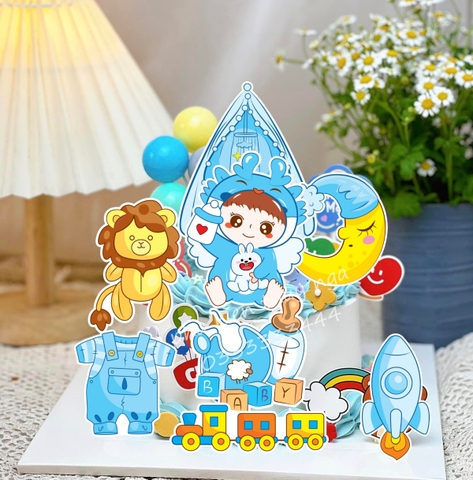 Combo 2 set giấy - em bé rồng XANH.