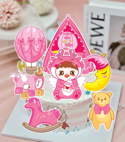Combo 2 set giấy - em bé rồng HỒNG.