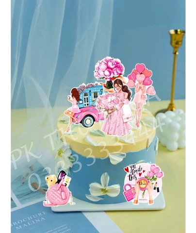 Combo 2 set giấy cô gái DIOR hồng (20-10).