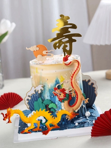 Tượng rồng nhựa lượn sóng -màu vàng.