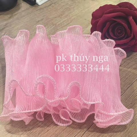 Voan thành bánh loại 1 bóng, sóng đẹp 14cm x 2m -HỒNG.