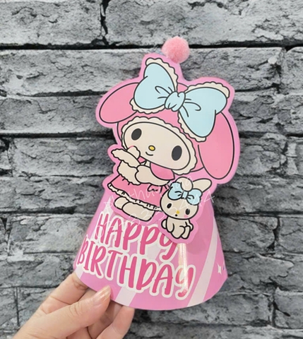 Set 10 mũ 3D cán bóng giấy đẹp kt dk 13cmx cao 20cm - MELODY hồng M22.