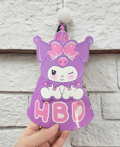 Set 10 mũ 3D cán bóng giấy đẹp kt dk 13cmx cao 20cm - KUROMI TÍM NHẠT M26.