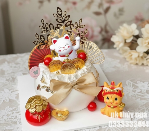 Tượng nhựa -bé NGỰA vàng đội mũ đầu lân.