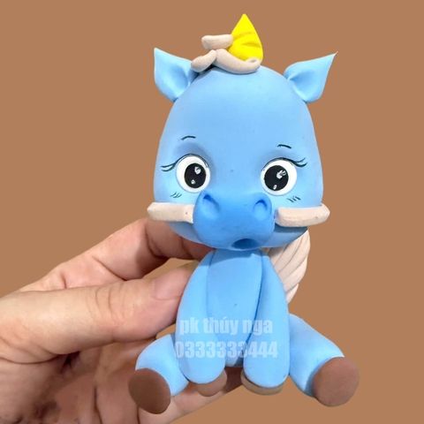 Tượng đất nặn -NGỰA XANH sừng vàng.